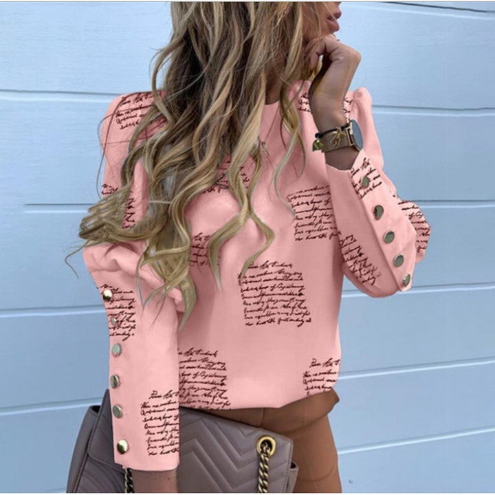 Damen Leichte Bluse mit Leopardenprint, Ballonärmeln und Zierknopfleiste – Élovi