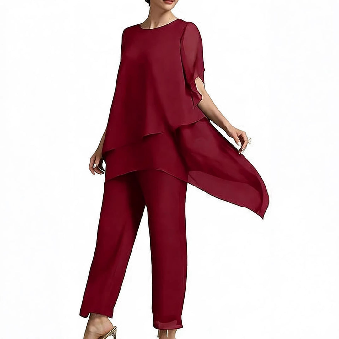 Damen Elegantes Zwei-Teiler-Set mit luftigen Ärmeln und asymmetrischem Saum Echo Archiv