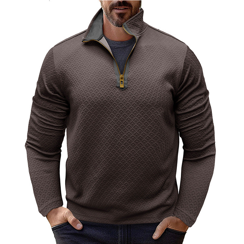 Herren Hochwertiger Langarm-Pullover mit Stehkragen Echoarchiv