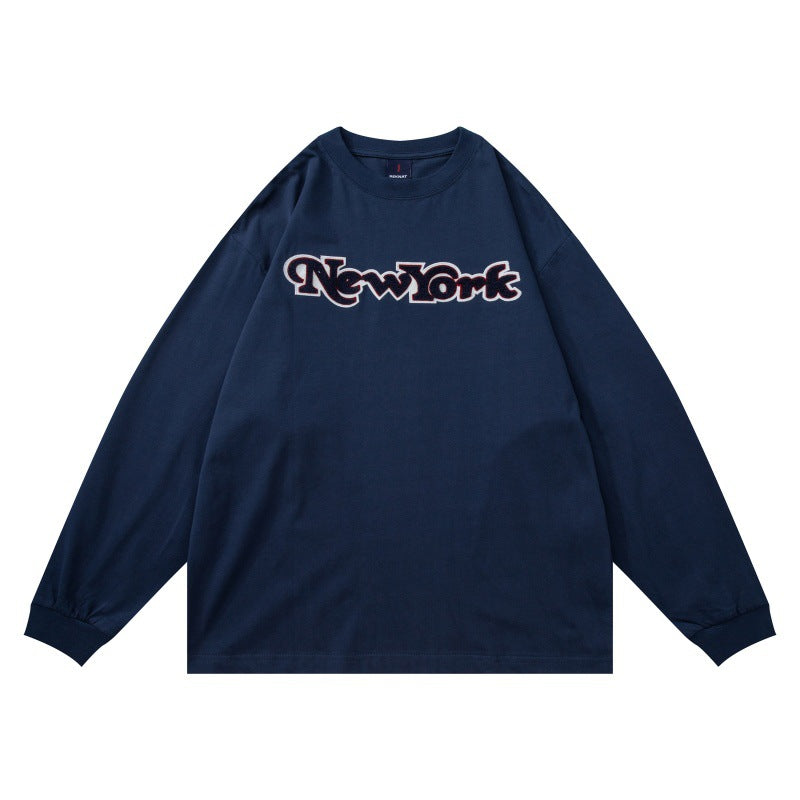 Unisex Oversize-Langarmshirt mit Chenille-Logo und Rundhalsausschnitt Echoarchiv