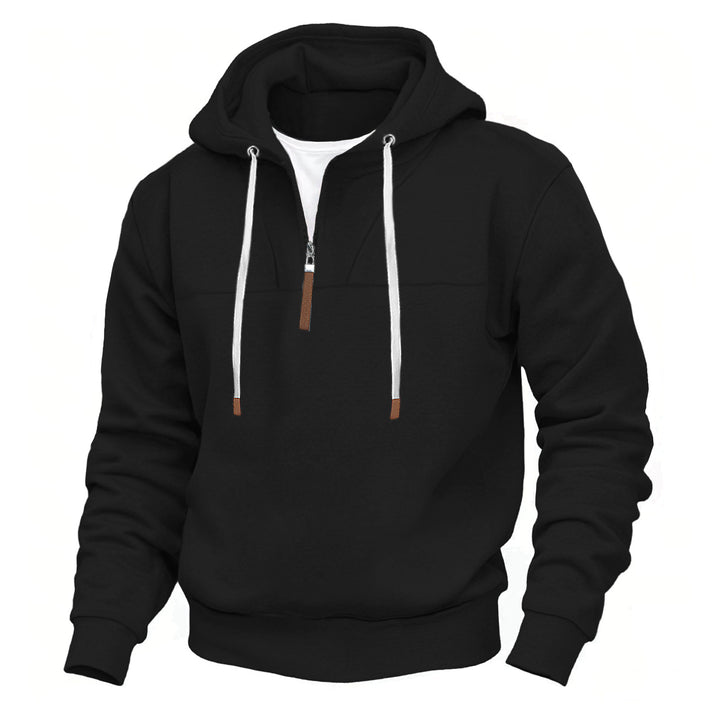 Herren sportlicher Kapuzenpullover mit halbem Reißverschluss und elastischem Bündchen Echoarchiv