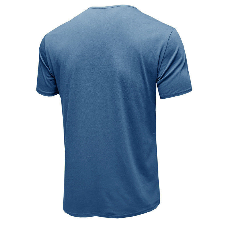 Herren Kurzarm Henley-Shirt mit modischem Knopfverschluss Echoarchiv