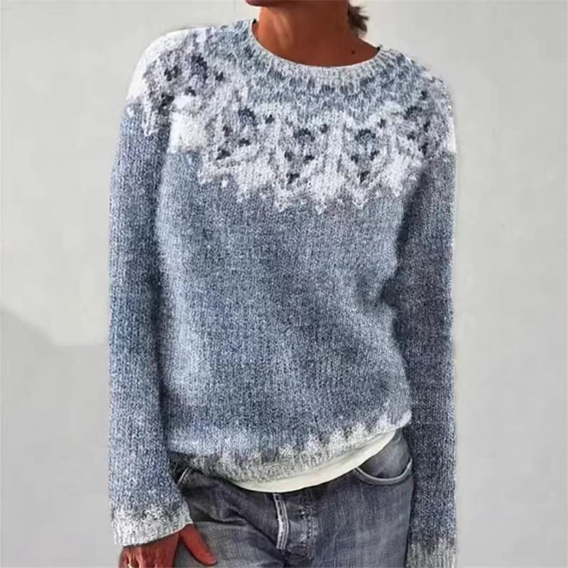 Damen nan Norwegerpullover aus Wollmix mit Rundhalsausschnitt und traditionellem Fair-Isle-Yoke Echo Archiv