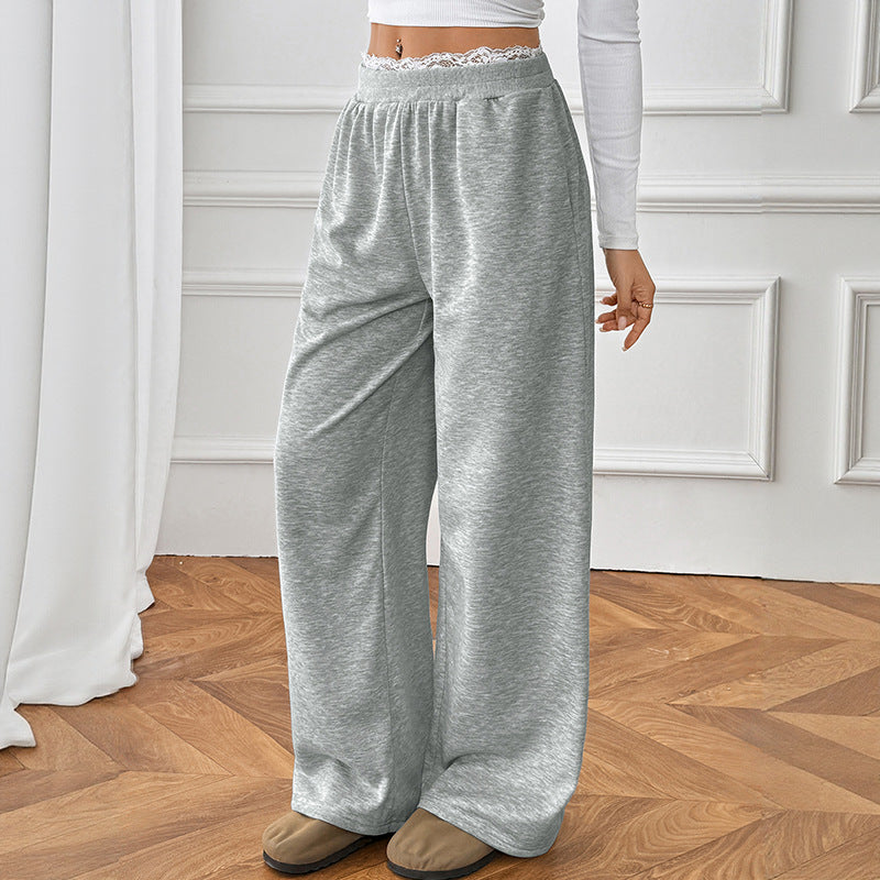 Damen Komfortweite Jersey-Loungehose mit hohem Elastikbund – Avélisse