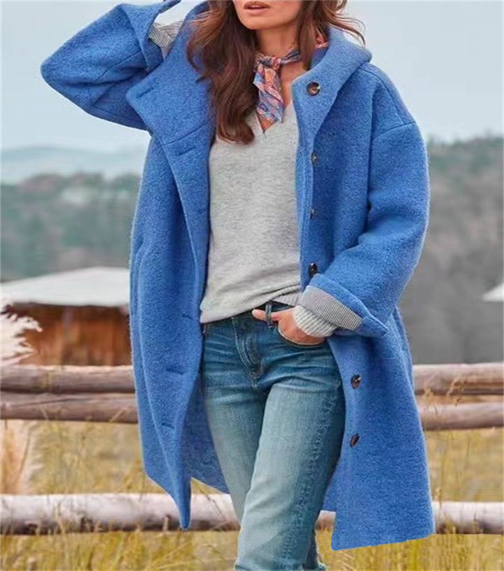 Damen Lange Wolle-Mix Jacke mit weichem Innenfutter und praktischen Taschen Echoarchiv