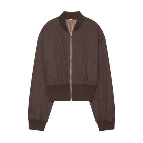 Damen Cropped Bomberjacke mit breitem Rippbündchen und durchgehendem Reißverschluss Echoarchiv