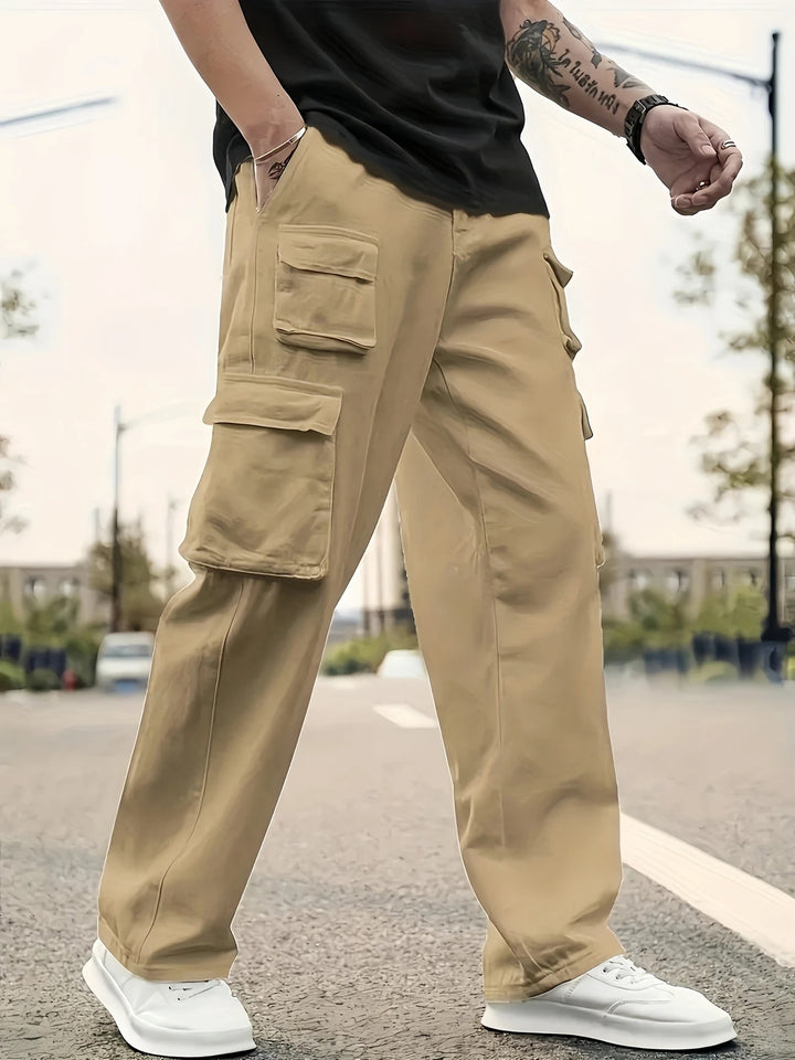 Herren Oversized Cargohose mit verstärkten Klappfächern und geradem Bein Echo Archiv