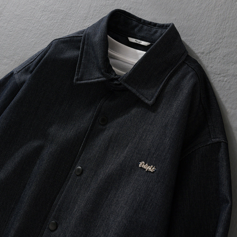 Herren Jeansjacke mit Druckknöpfen und elastischem Saum Echoarchiv