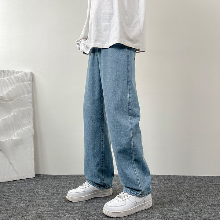 Herren Superweit geschnittene Straight‑Baggy‑Jeans aus schwerem schwarzem Denim mit elastischem Saum Echo Archiv