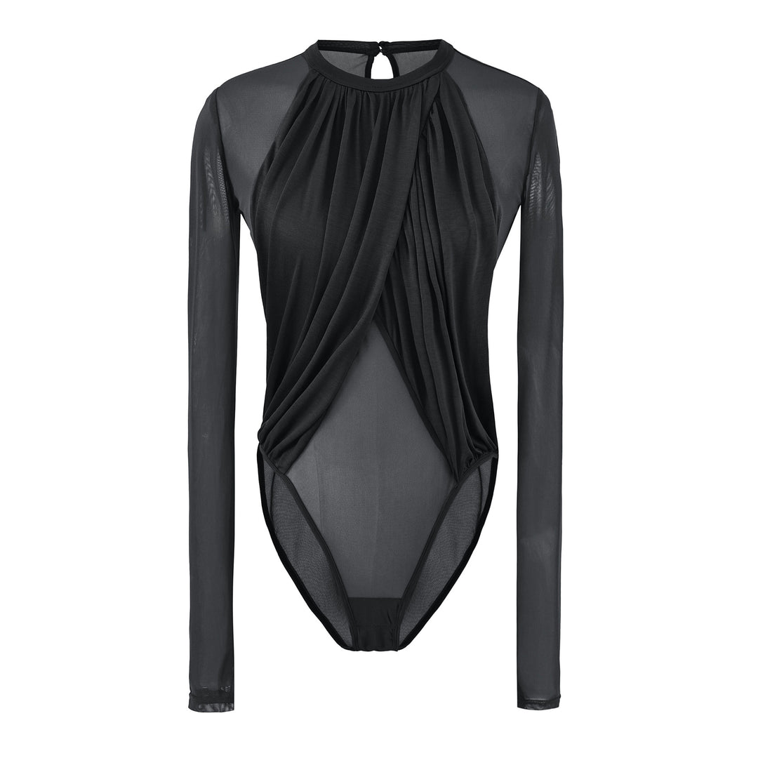 Damen Drapiertes Mesh-Body mit geraffter Vorderpartie Echoarchiv