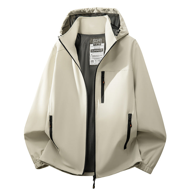 Herren Leichte wasserabweisende Kapuzen‑Softshelljacke mit Mesh‑Futter, Reißverschlusstaschen & elastischen Bündchen Echoarchiv