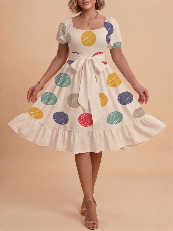 Damen Verspieltes Maxikleid mit Bärenmuster und taillierbarem Band Echo Archiv