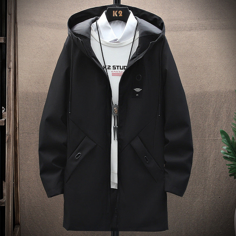 Herren nan urbaner Midlength Tech-Parka mit Kapuze, verdecktem Reißverschluss und winddichter Beschichtung Echo Archiv
