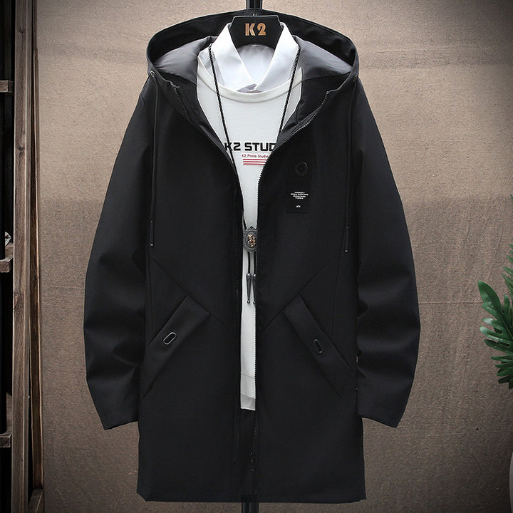 Herren nan urbaner Midlength Tech-Parka mit Kapuze, verdecktem Reißverschluss und winddichter Beschichtung Echo Archiv