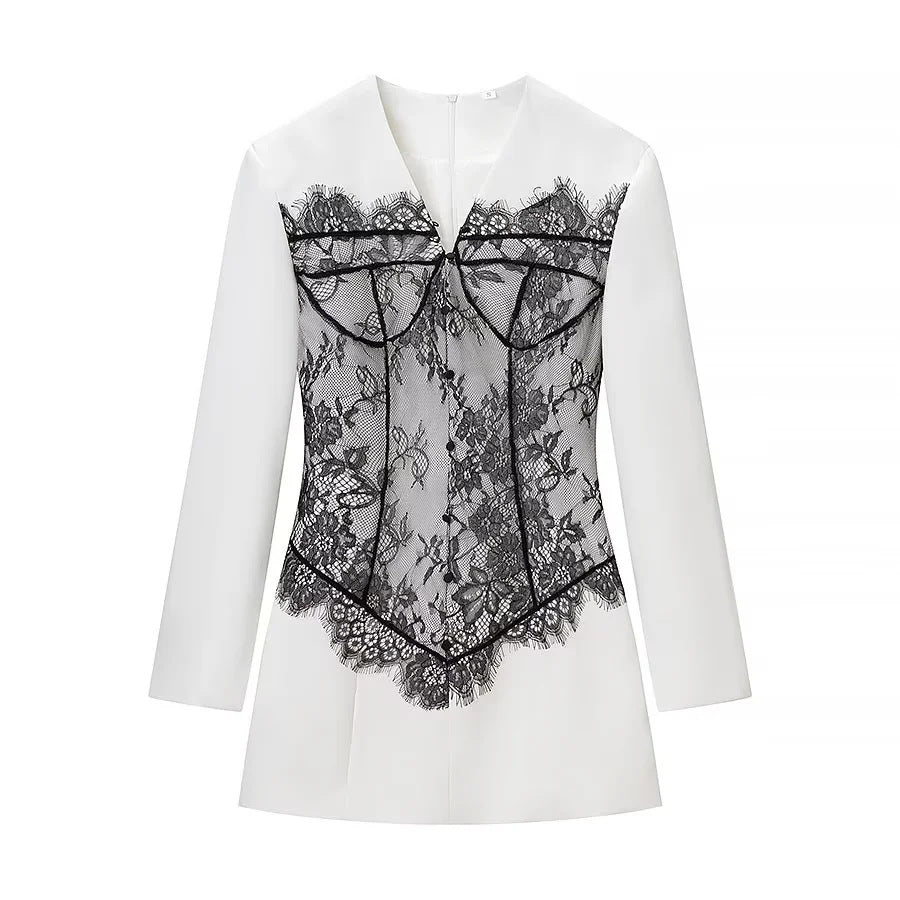 Damen nan Blazer mit integrierter Spitzen‑Corsage und taillierter Silhouette Echo Archiv