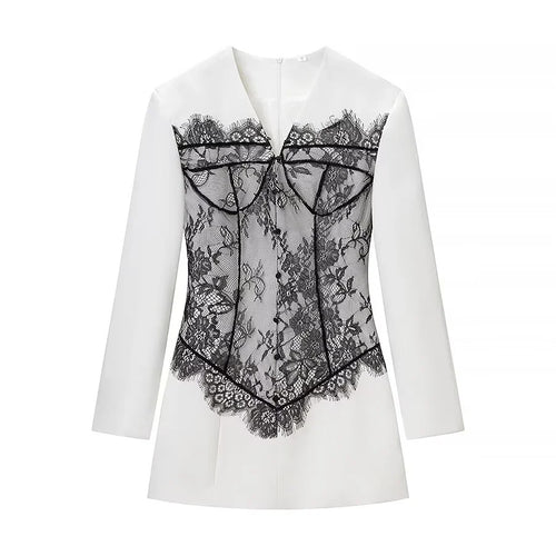Damen nan Blazer mit integrierter Spitzen‑Corsage und taillierter Silhouette Echo Archiv
