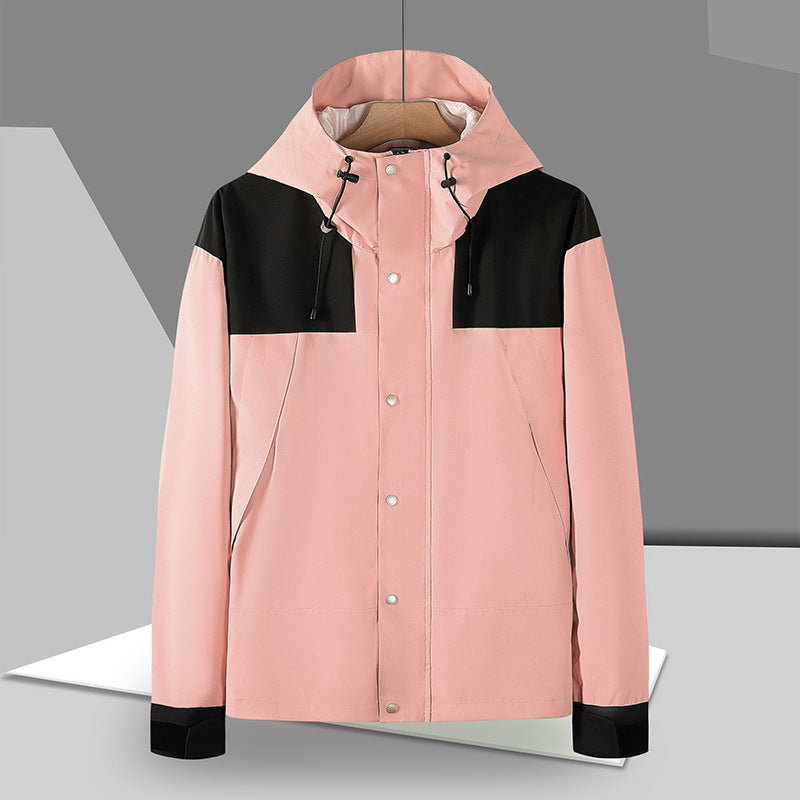 Herren Minimalistische Softshell-Kapuzenjacke mit verdeckter Druckknopfleiste – Taviero