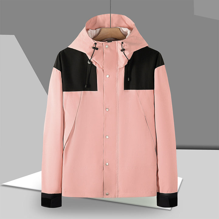Herren Minimalistische Softshell-Kapuzenjacke mit verdeckter Druckknopfleiste – Taviero