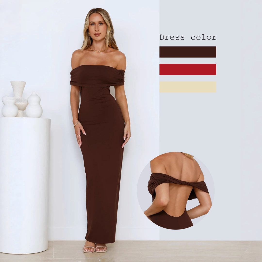 Damen Elegantes Maxikleid mit Off-Shoulder Schnitt und figurbetonter Passform Echo Archiv