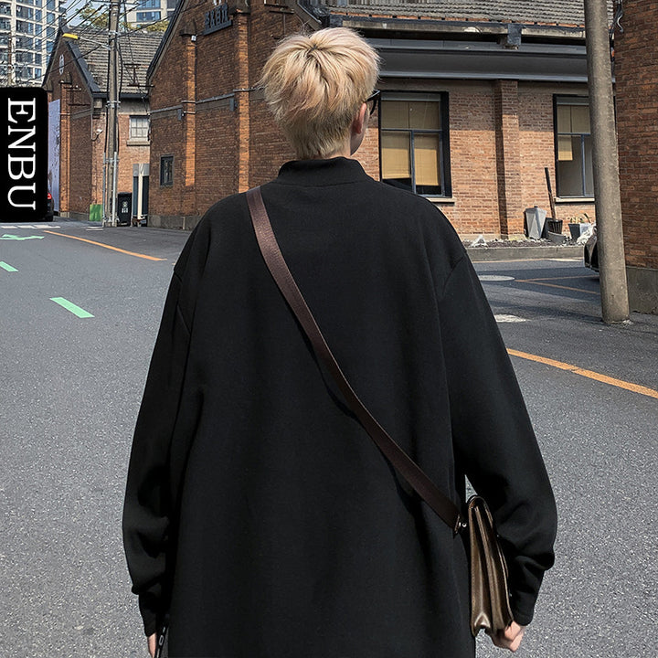 Herren Oversized Stehkragen-Sweatshirt aus Baumwoll-Mix mit Drop-Shoulder Echoarchiv