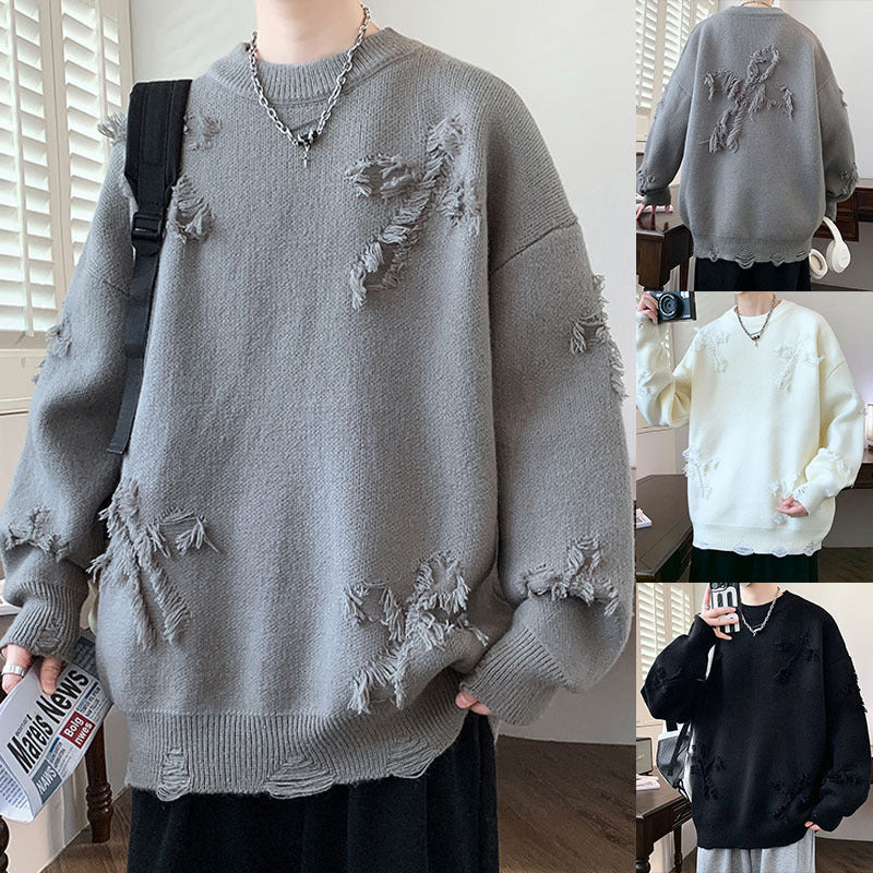 Damen Grobstrickpullover mit Fransen Echoarchiv