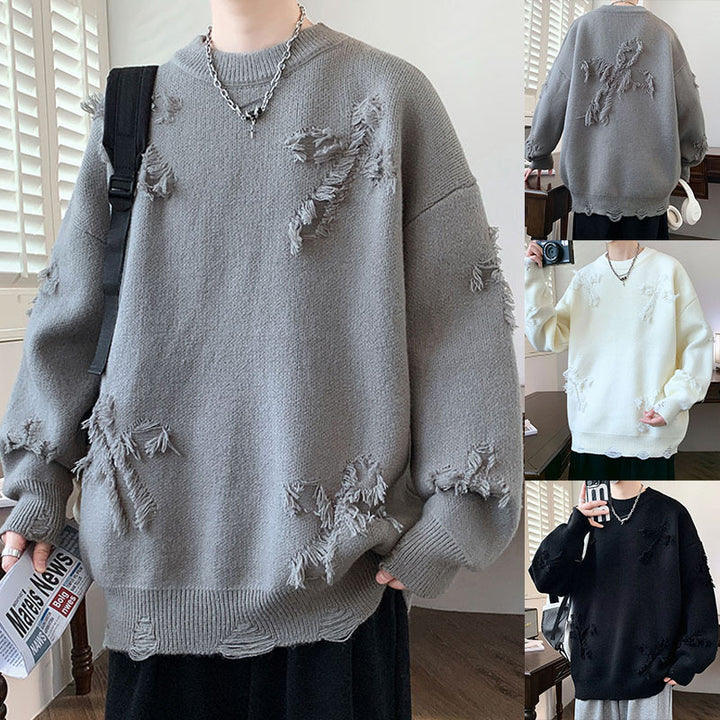 Damen Grobstrickpullover mit Fransen Echoarchiv