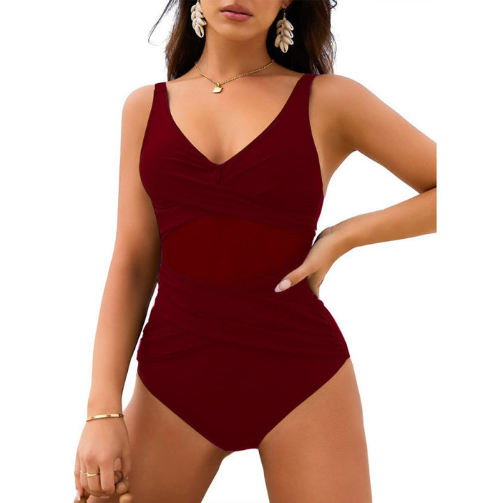Damen Einteiler Badeanzug mit stylischem Wickel-Design und figurformenden Einsätzen Echo Archiv
