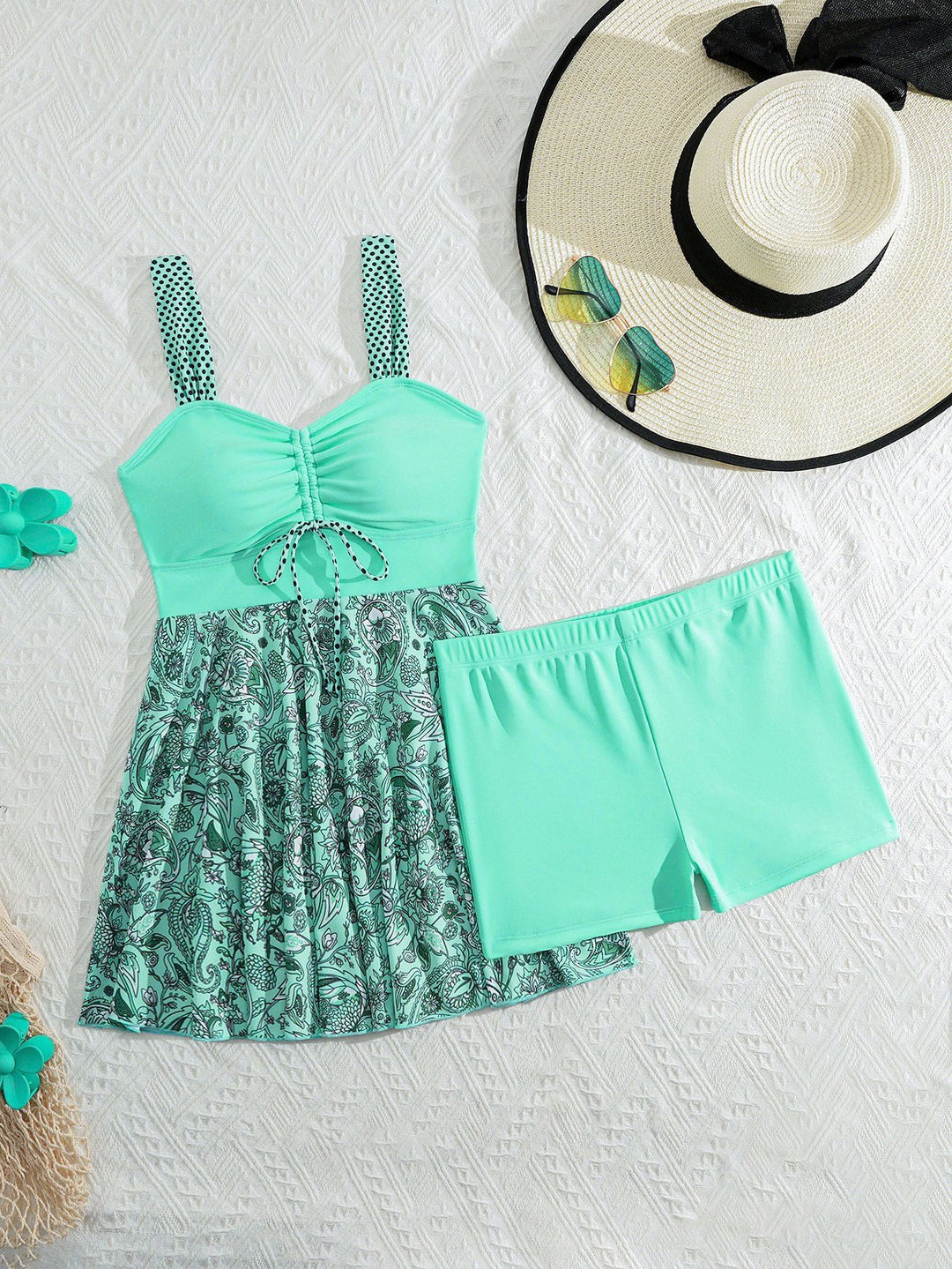 Damen Tankini-Set mit raffinierter Raffung und floralem Rock-Design Echo Archiv