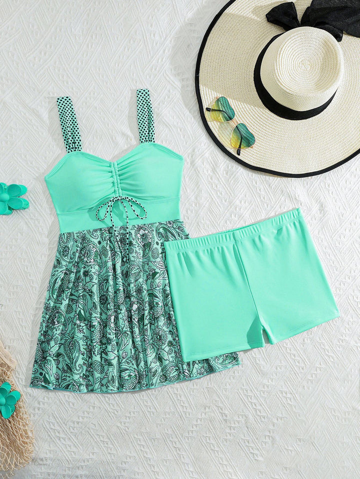 Damen Tankini-Set mit raffinierter Raffung und floralem Rock-Design Echo Archiv