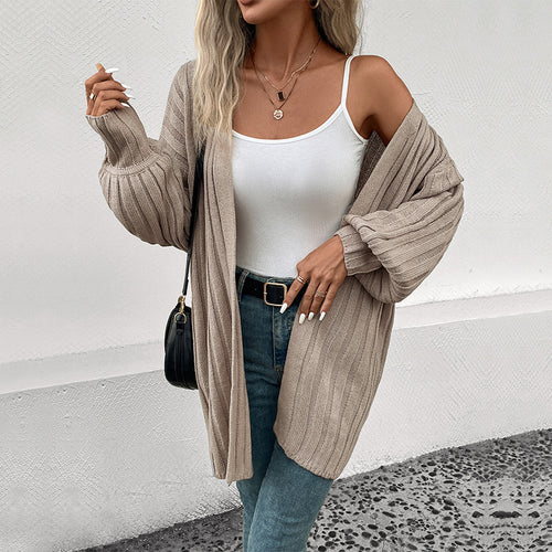 Damen Longline Strickmantel-Cardigan mit vertikaler Rippenstruktur und Oversize-Silhouette Echoarchiv