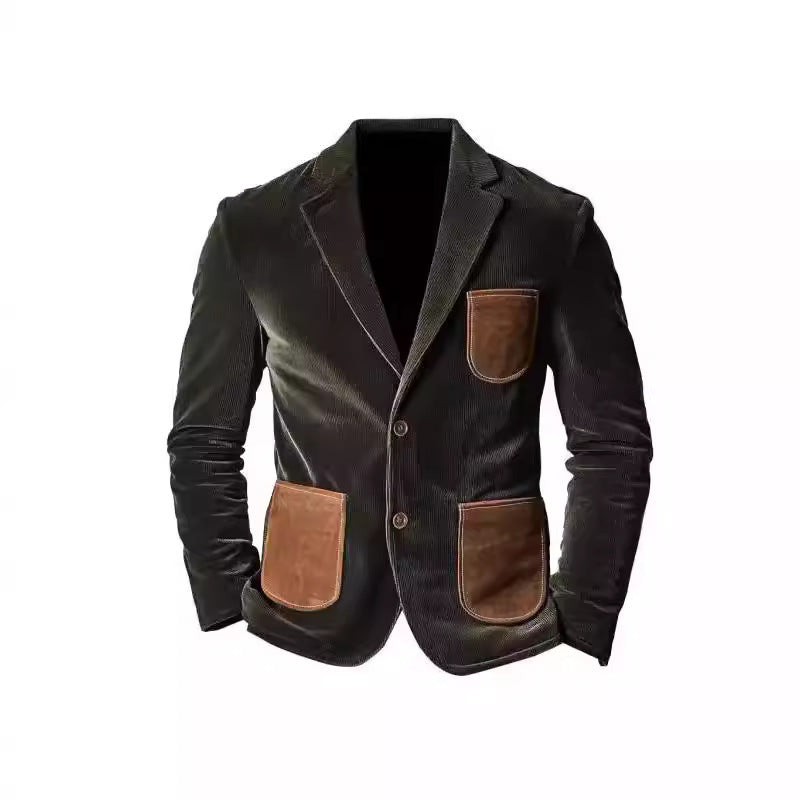 Herren eleganter Cord-Blazer mit Kontrasttaschen Echoarchiv