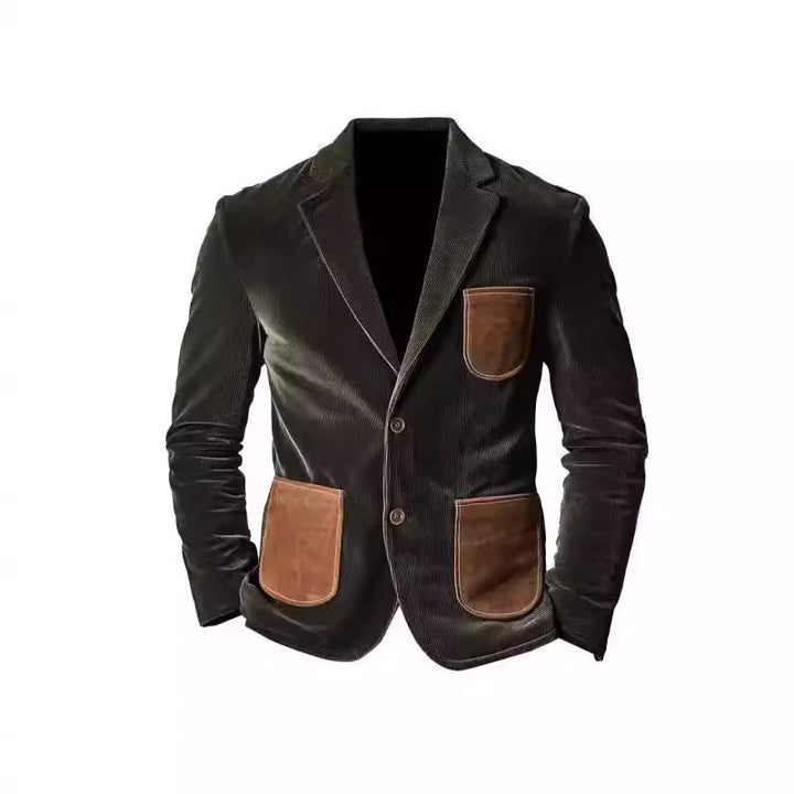 Herren eleganter Cord-Blazer mit Kontrasttaschen Echoarchiv