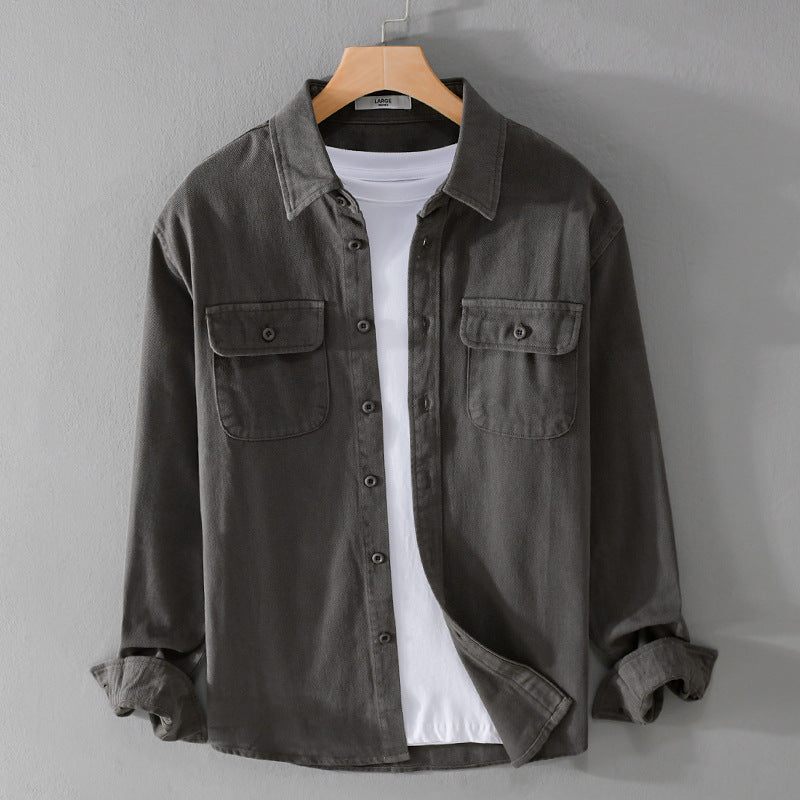 Herren Leichtes Baumwoll-Twill-Overshirt mit Brustklappen und Relaxed-Fit Echoarchiv