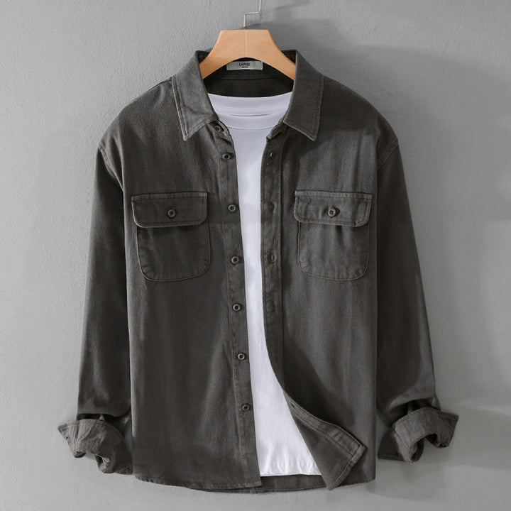 Herren Leichtes Baumwoll-Twill-Overshirt mit Brustklappen und Relaxed-Fit Echoarchiv