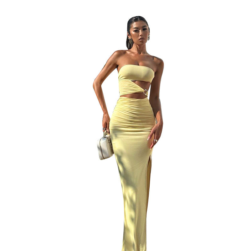 Damen Maxikleid mit elegantem Cut-Out-Design und verspieltem Rüschenelement Echo Archiv