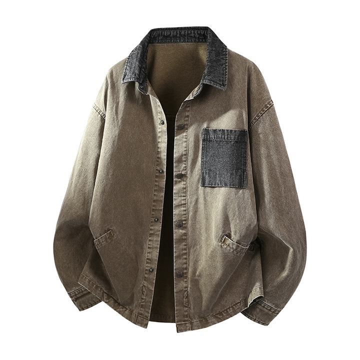 Herren Locker geschnittene Denim-Hemdjacke mit Kastenform und Eingrifftaschen Echo Archiv