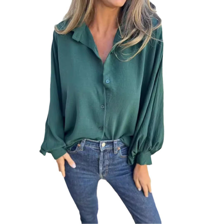 Damen Locker geschnittene Viskose-Hemdbluse mit Oversize-Schnitt und Ballonärmeln Echoarchiv