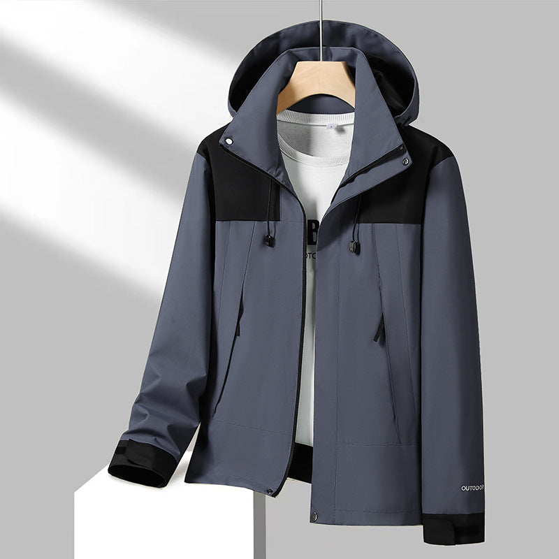 Herren Leichte Softshelljacke mit Kontrast-Schulter, verstellbarer Kapuze und wasserabweisender Membran Echoarchiv