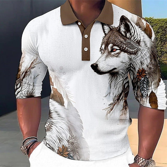 Herren Polo-Shirt mit einzigartigem Wolfsdesign Echoarchiv