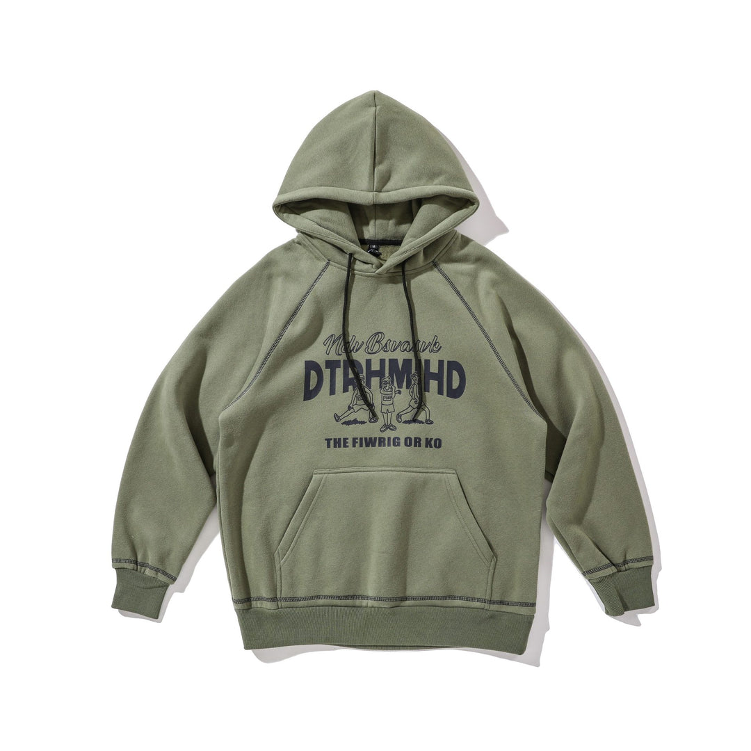 Unisex Oversize Kapuzenpullover mit Raglannähten, Kängurutasche und Vintage-Print Echoarchiv