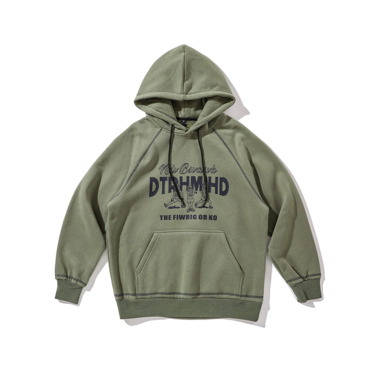 Unisex Oversize Kapuzenpullover mit Raglannähten, Kängurutasche und Vintage-Print Echoarchiv