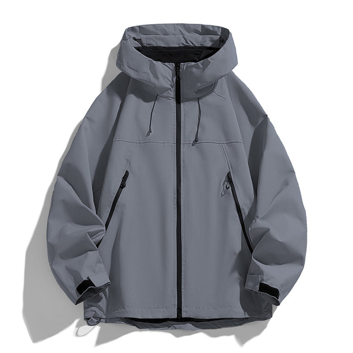 Herren Technische Kapuzen-Utilityjacke mit Kontrastpaneelen und wasserabweisender Membran Echo Archiv