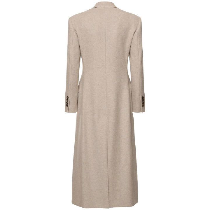 Damen Taillierter Longline Wollmixmantel mit schlanker Silhouette und Einreihiger Knopfleiste Echoarchiv
