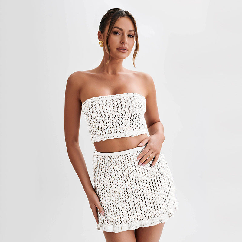 Damen elegantes Häkelkleid mit tiefem Ausschnitt Echo Archiv