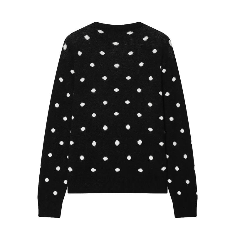 Damen Gepunkteter Strickcardigan mit Rundhals und Knopfleiste Echo Archiv