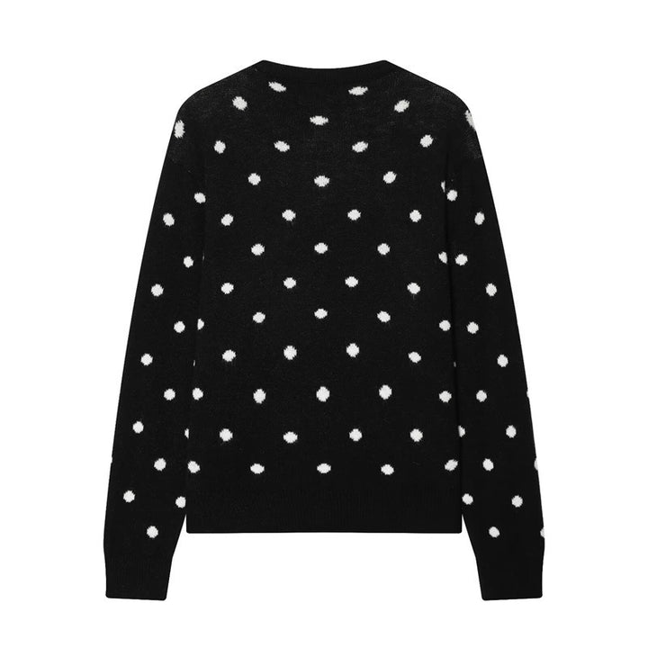 Damen Gepunkteter Strickcardigan mit Rundhals und Knopfleiste Echo Archiv