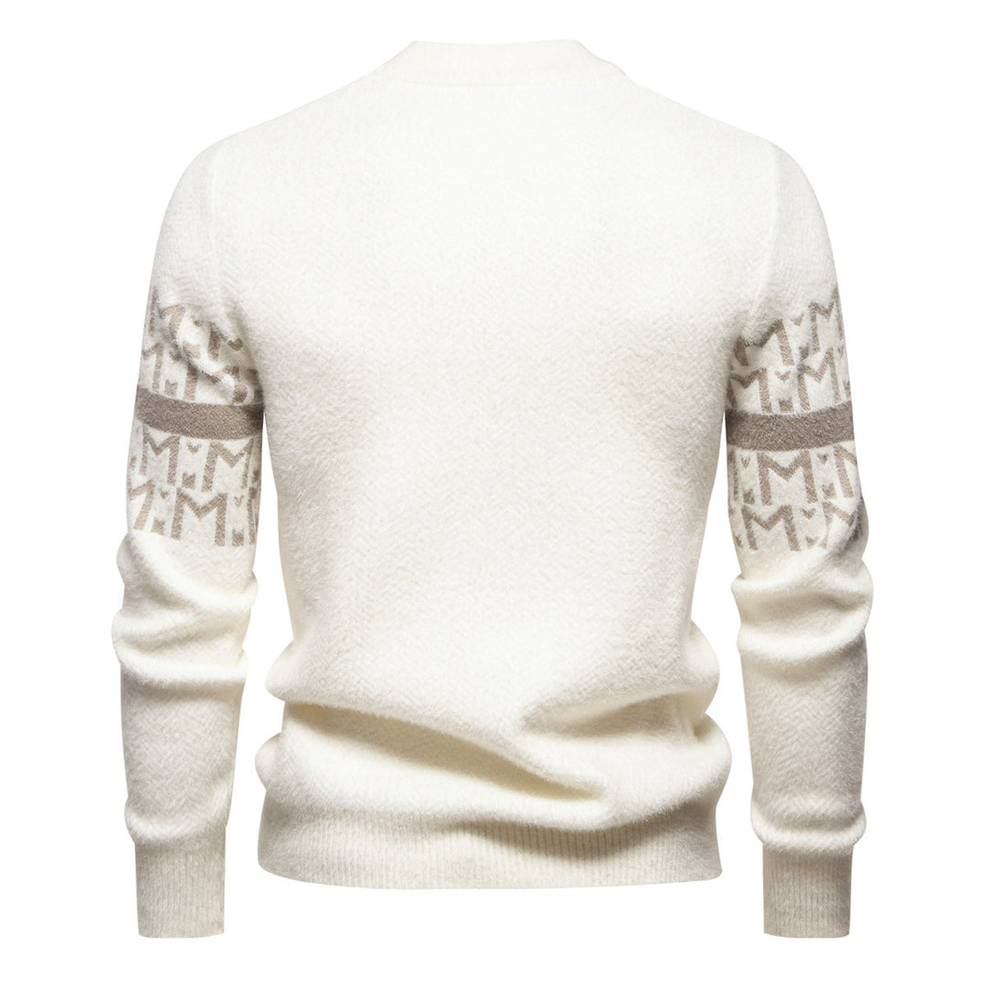 Herren Strickpullover mit modernem Zopfmuster und hohem Stehkragen Echoarchiv