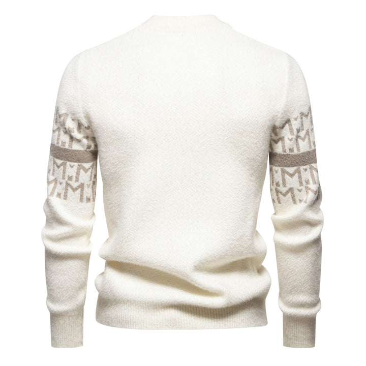 Herren Strickpullover mit modernem Zopfmuster und hohem Stehkragen Echoarchiv