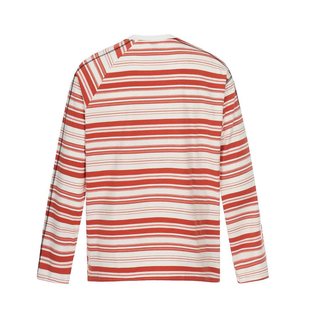 Unisex Gestreiftes Langarmshirt mit kontrastierenden Ziernähten Echoarchiv