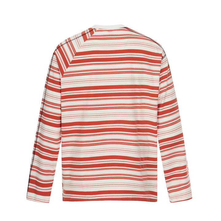 Unisex Gestreiftes Langarmshirt mit kontrastierenden Ziernähten Echoarchiv